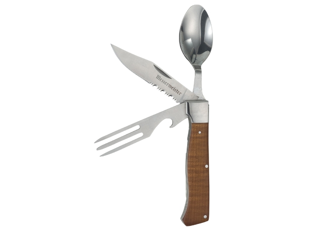 Messermeister Adventure Chef Folding Fork, Knife, Spoon Maple 
