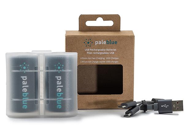 Pale Blue Li-Ion Rechargeable D Battery 2 pack of Dcells with 2x1 charging cable