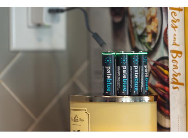 Pale Blue Li-Ion Rechargeabl AAA Battery 4-pack AAA w/ 4x1 charging cable USB-C 