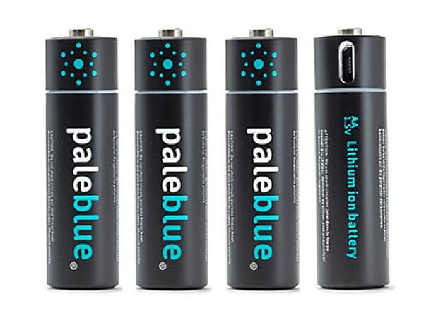 Pale Blue Li-Ion Rechargeable AA Battery 4 pack of AA with 4x1 charging cable
