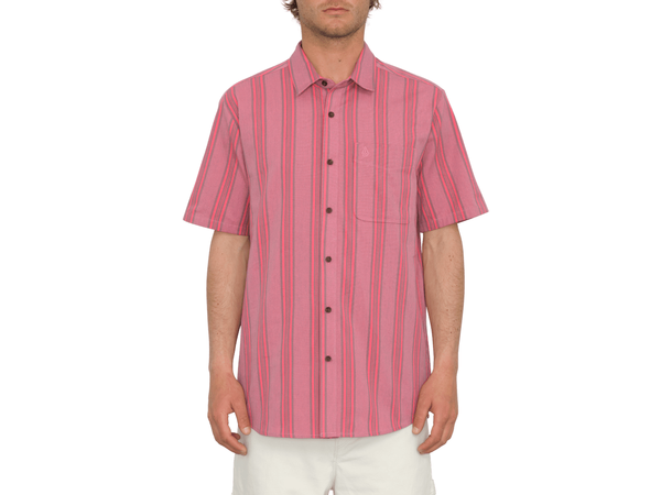 Volcom Newbar Stripe SS Washed Ruby - S 