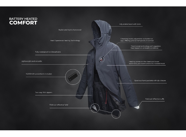 HeatX Heated Oslo Coat Womens L Black 