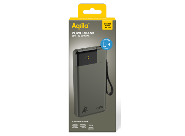 Aqiila Powerbird B20M+ 20000 mAh 65W Powerbank for mobile & laptop - Moss 