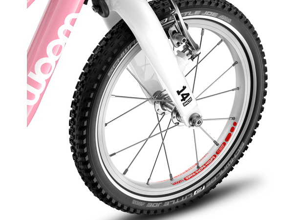 Woom Go 1 Plus 14" Powder Pink 4,45kg, 3-4,5 år, 95-110cm 
