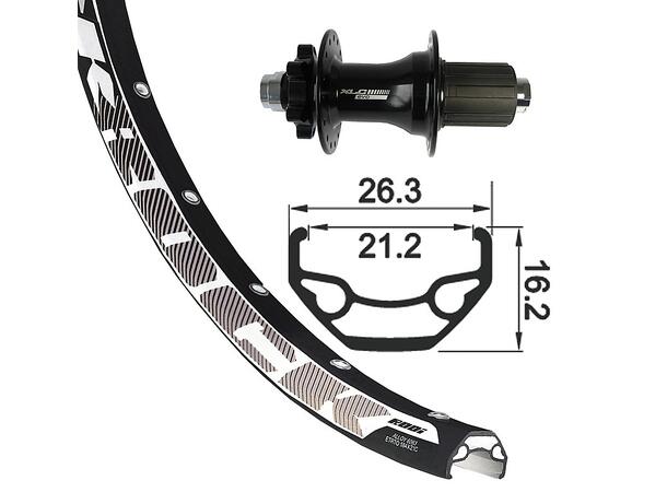 Hjul 27,5 bak XLC / Rodi Black Rock Disc 12x142mm, 6-bolt, 21mm 