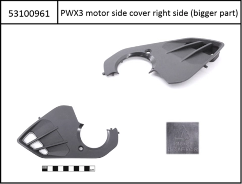 Motor Cover right (large) Yamaha PW-X3 black, for PW-X3 i630Wh/i750Wh