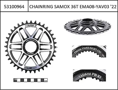 Yamaha chainring 36T Direct Mount Yamaha PW-X3, CL: 53mm, narrow wide