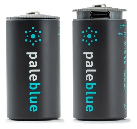 Pale Blue Li-Ion Rechargeable C Battery 2 pack of C Cell with 2x1 USB-C cable