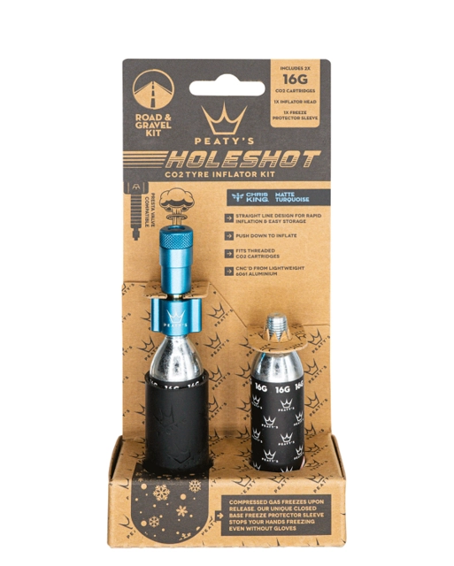 Peaty's Holeshot CO2 Tyre Inflator Road & Gravel (16g) - Turquoise 