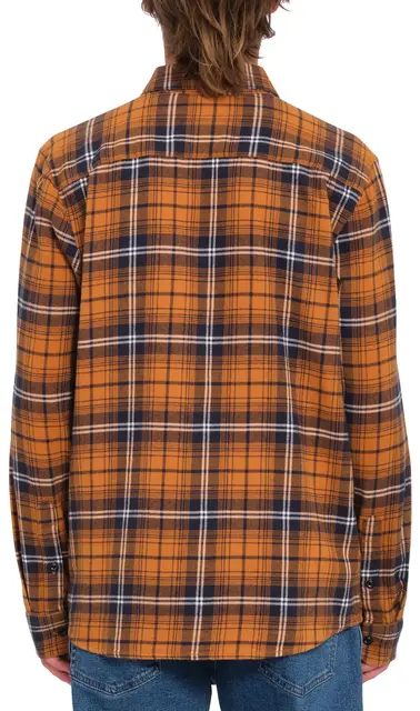 Volcom Caden Plaid LS Chestnut Brown - L 